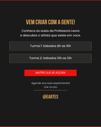 Post de chamada para matrícula da EARTES