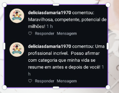 Comentário de cliente elogiando competência, profissionalismo e o resultado do trabalho
